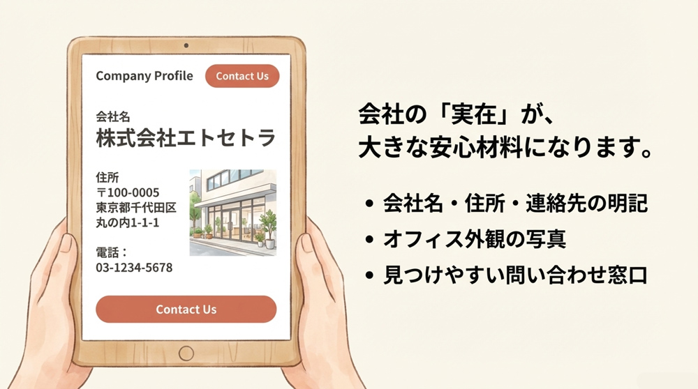 会社概要や連絡先の明示