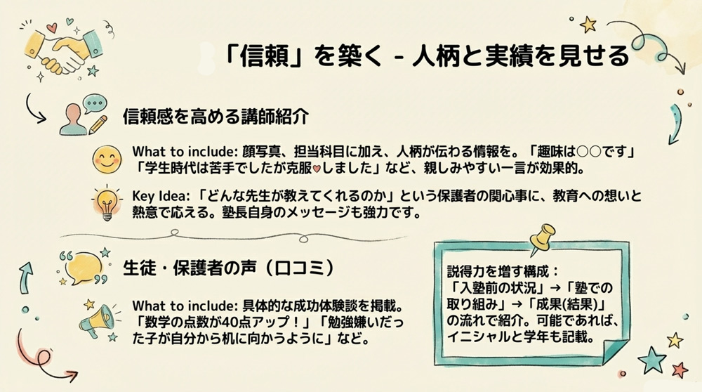 信頼感を高める講師紹介ページ