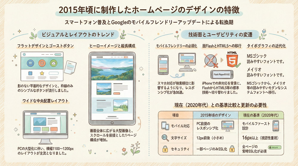 2015年頃に制作したホームページのデザインの特徴
