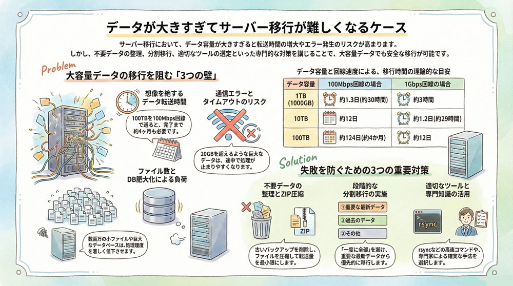 データが大きすぎてサーバー移行が難しくなるケースとは?