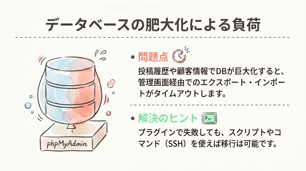 データベース肥大化による負荷