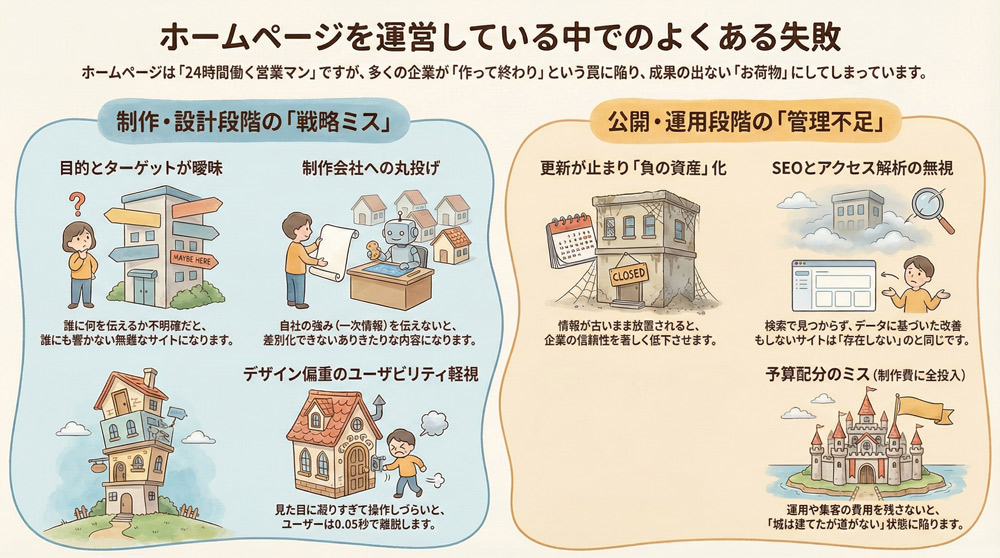 ホームページを運営している中でのよくある失敗