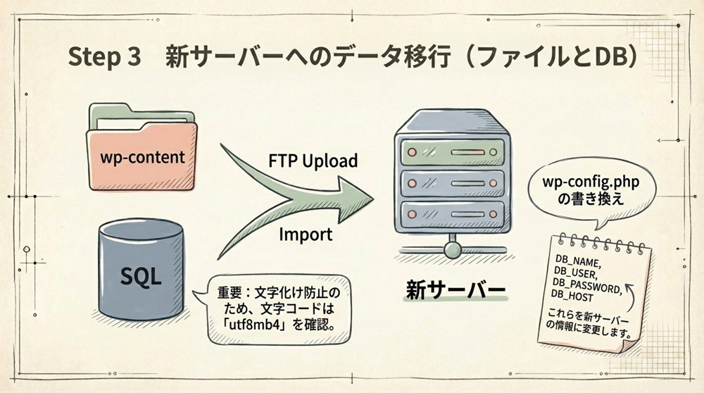 新サーバーへのデータ移行の作業と注意点