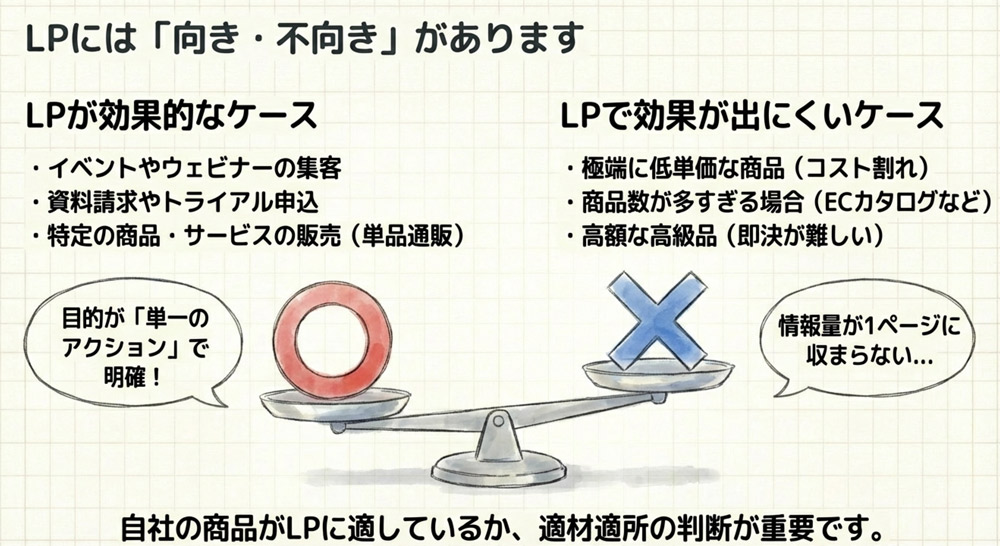 LPの活用が向いているケース・向かないケース