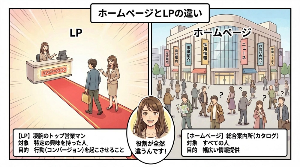 ランディングページとホームページの違い