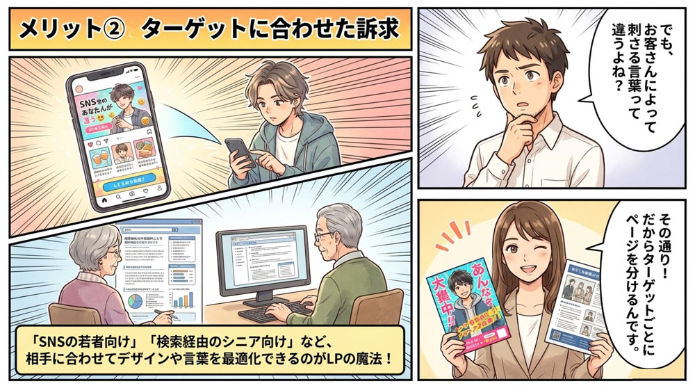 【メリット2】ターゲットに合わせた訴求が可能