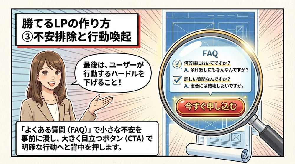 不安を取り除き、行動をうながす