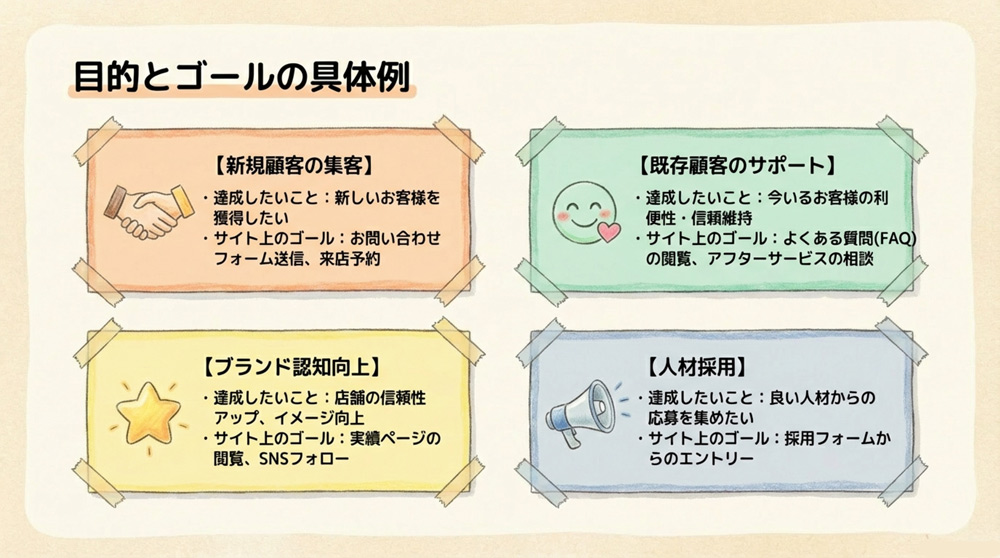 ホームページの目的とコンバージョン例