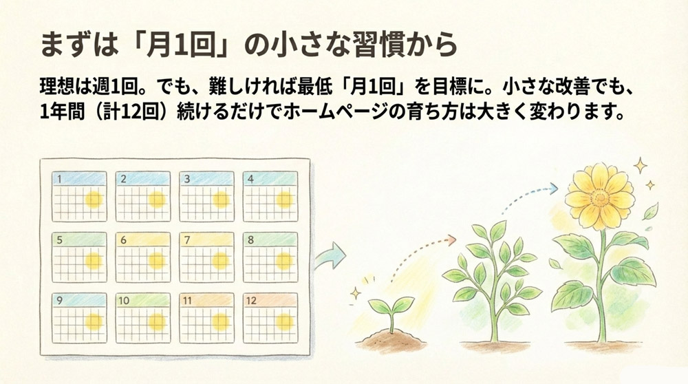 まずは月1回以上の更新を目標にしましょう