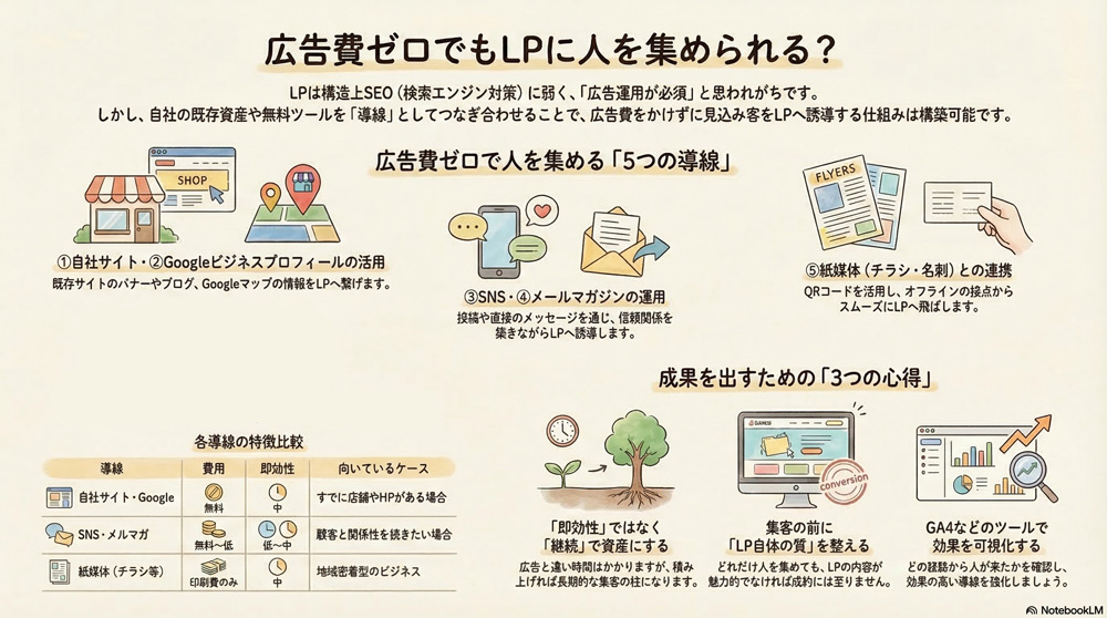 広告費ゼロでもLPに人を集められる？