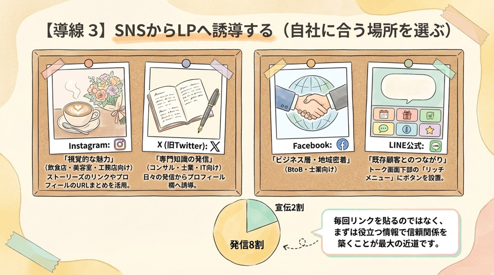 【導線3】SNSからLPへ誘導する