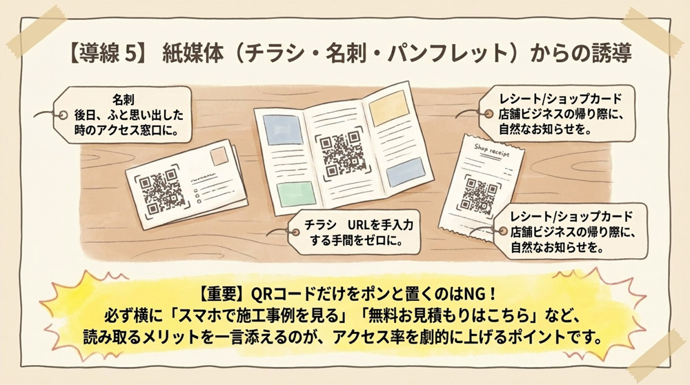 【導線5】紙媒体(チラシ・名刺・パンフレット)からの誘導