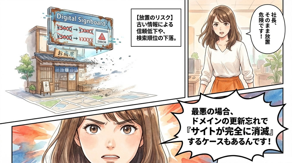 ホームページを放置すると、実際に何が起きるのか