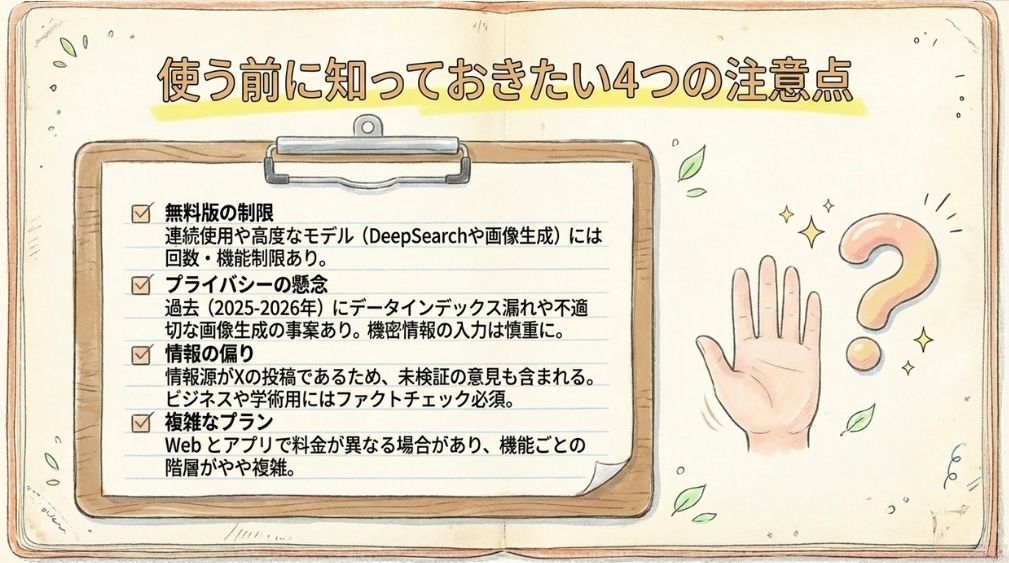 Grokのデメリット・注意点