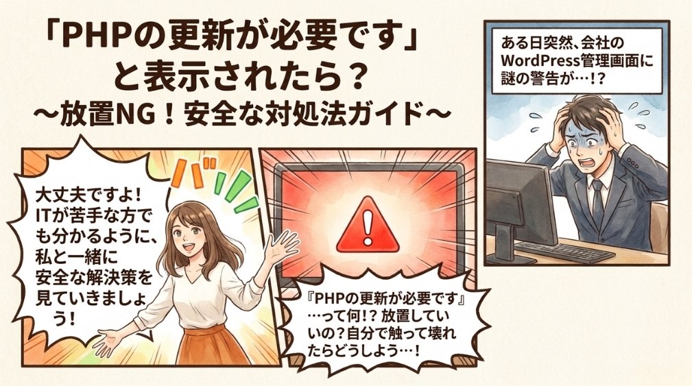 「PHPの更新が必要です」と表示されたら、どうすればいいですか？