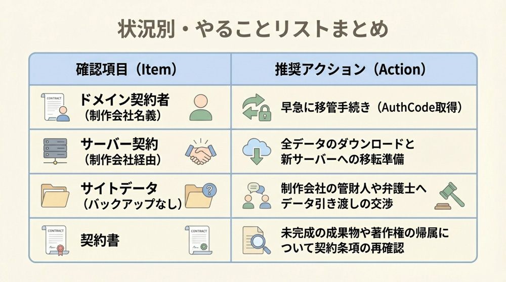 倒産時にまず確認すべき主な事項