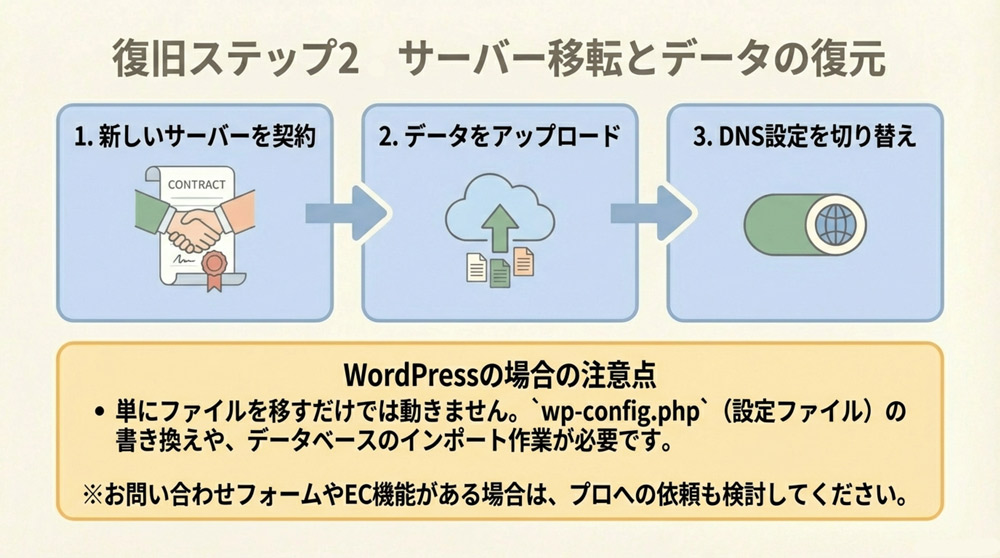 サーバー移転とサイトデータの復元