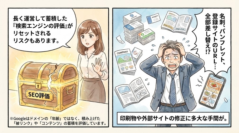 名刺・印刷物の差し替えが必要になる