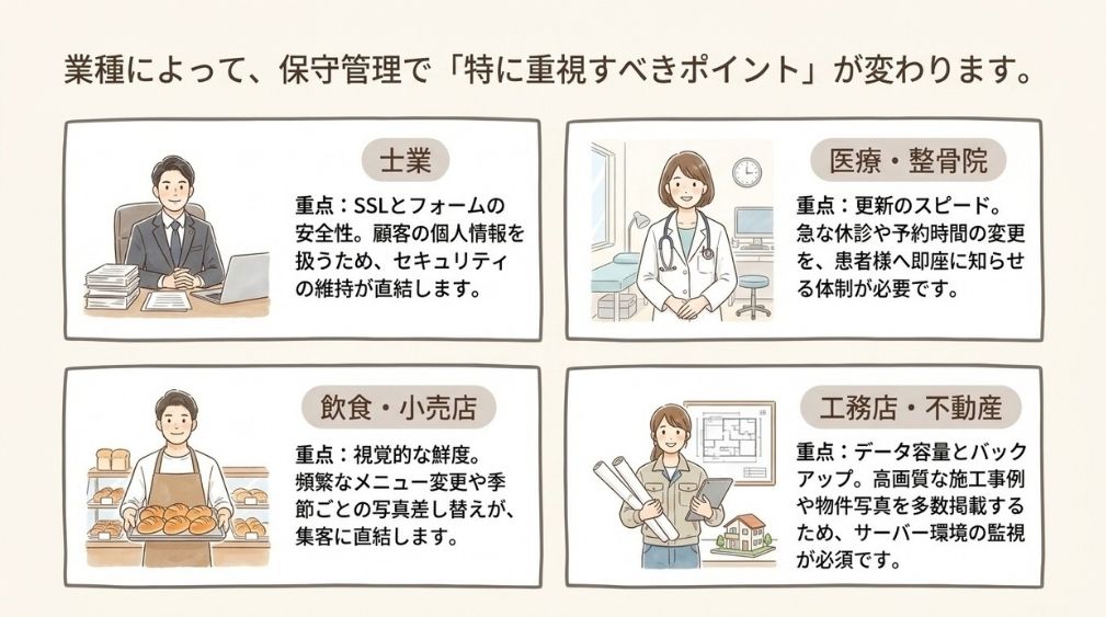 業種別に見る保守管理の重点