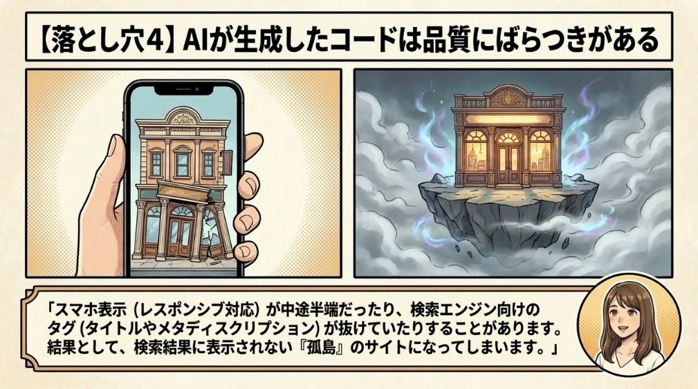 【落とし穴4】AIが生成したコードは品質にばらつきがある