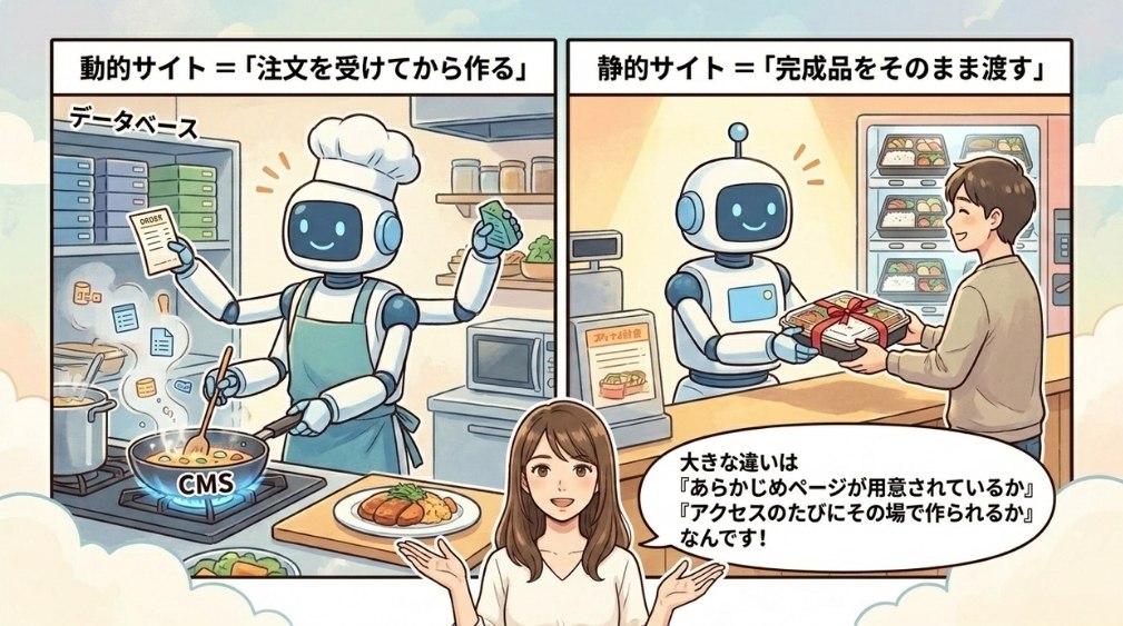 「静的サイト」と「動的サイト」の違いとは