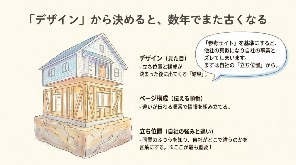 ホームページのリニューアルで本当に決めるべきこと｜デザインより先に自社の立ち位置を決める